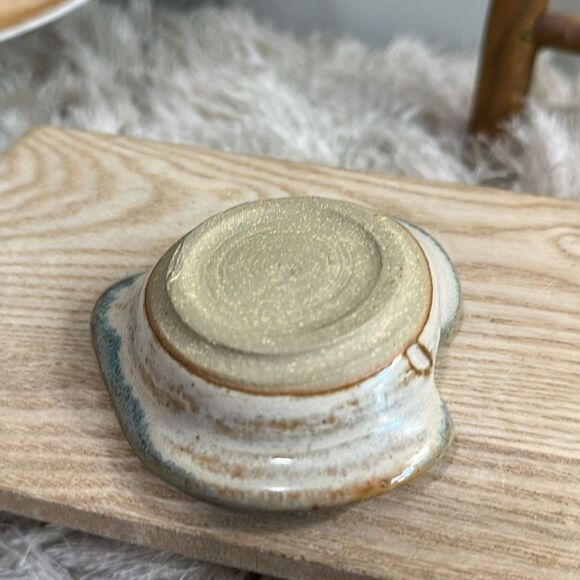 Stoneware Crackle Glass Pottery Catch All Vintage Trinket Jewelry Ring Dish - Picture 11 of 17